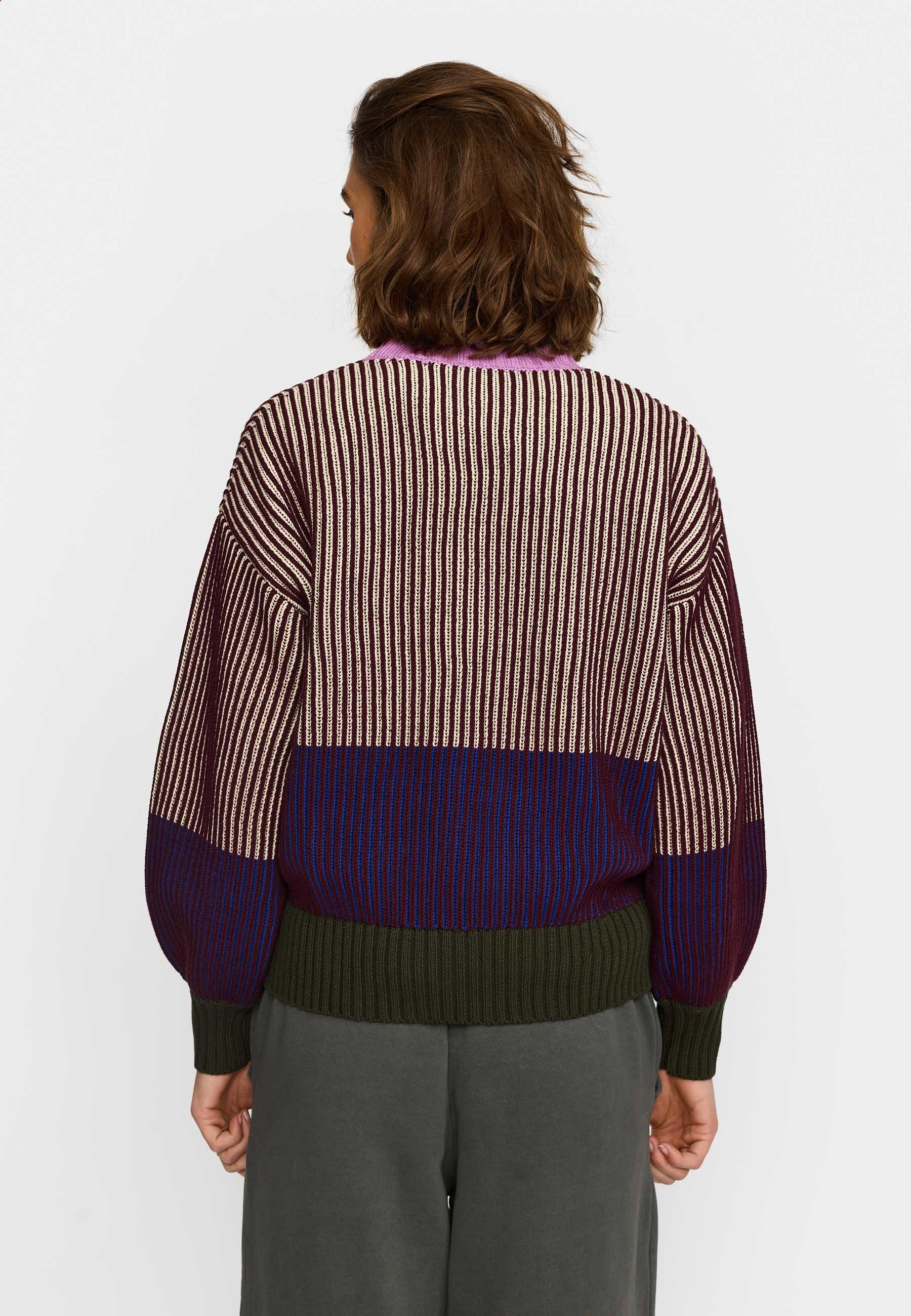 Selfhood Rib Block Knit BBurgundy Damen Strick Pullover burgunder